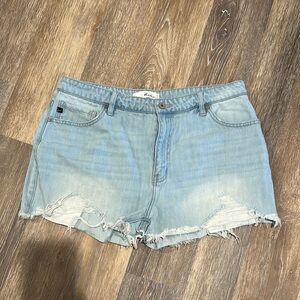 KanCan Light Blue Distressed Denim Shorts